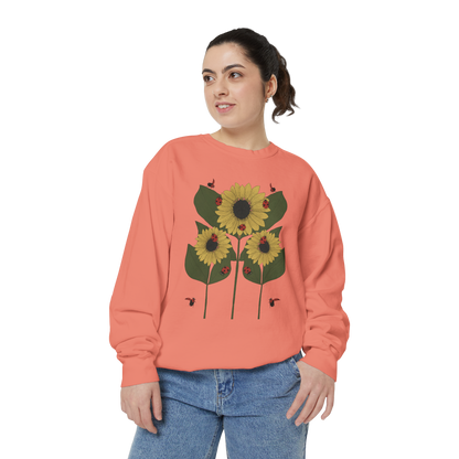 sunflower plant crewneck in terracotta female model