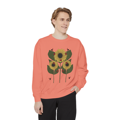 sunflower plant crewneck in terracotta male model