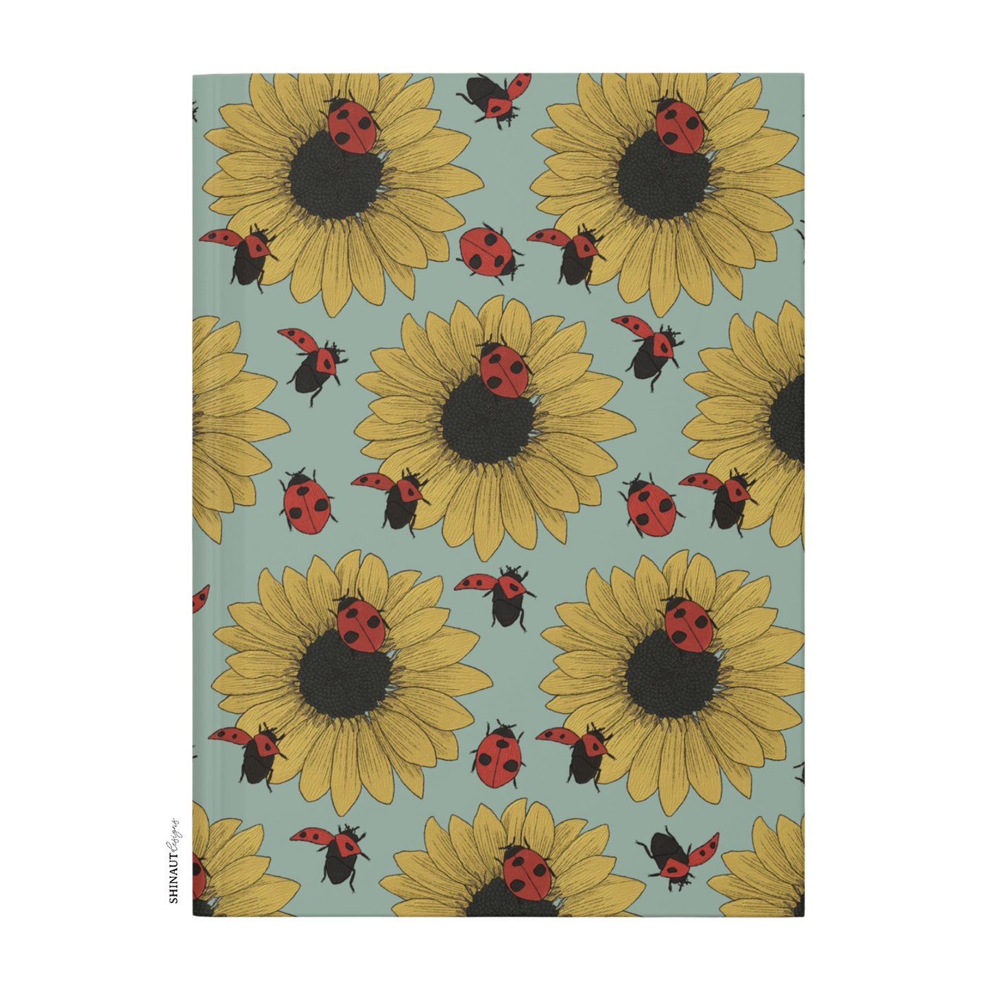 sunflower with ladybugs pattern hardcover journal