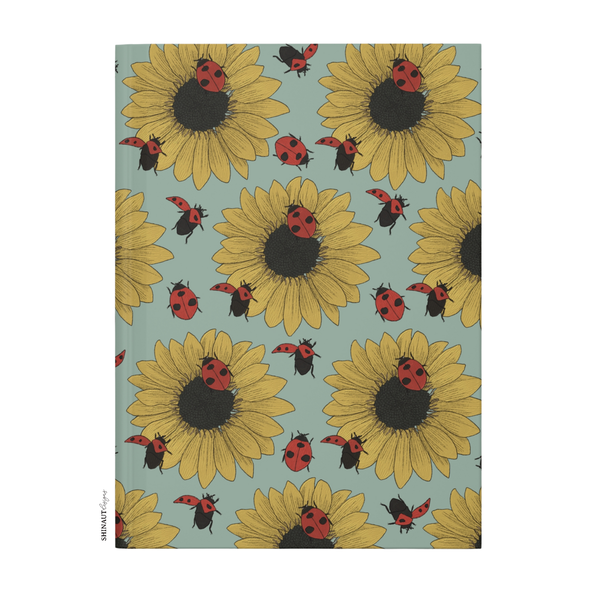 sunflower with ladybugs pattern hardcover journal