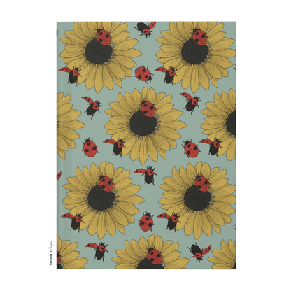 sunflower with ladybugs pattern hardcover journal