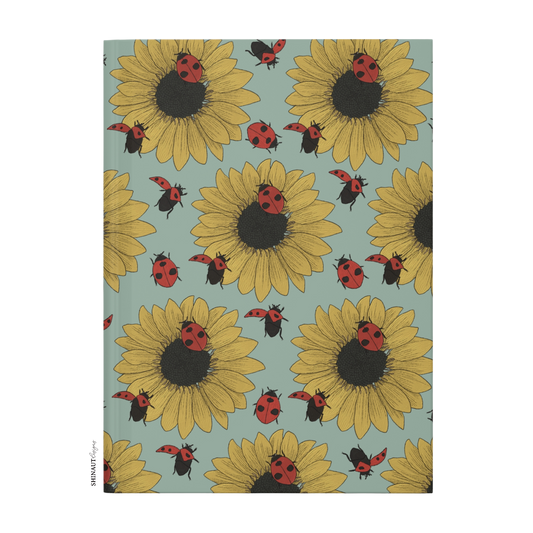 sunflower with ladybugs pattern hardcover journal