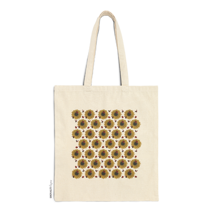 sunflowers and ladybugs pattern tote bag