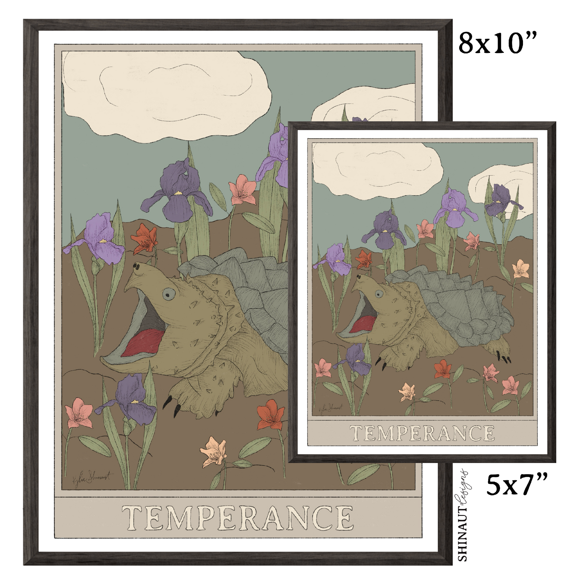 temperance tarot art print in black picture frames size comparison 