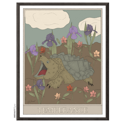 temperance tarot art print in black picture frame