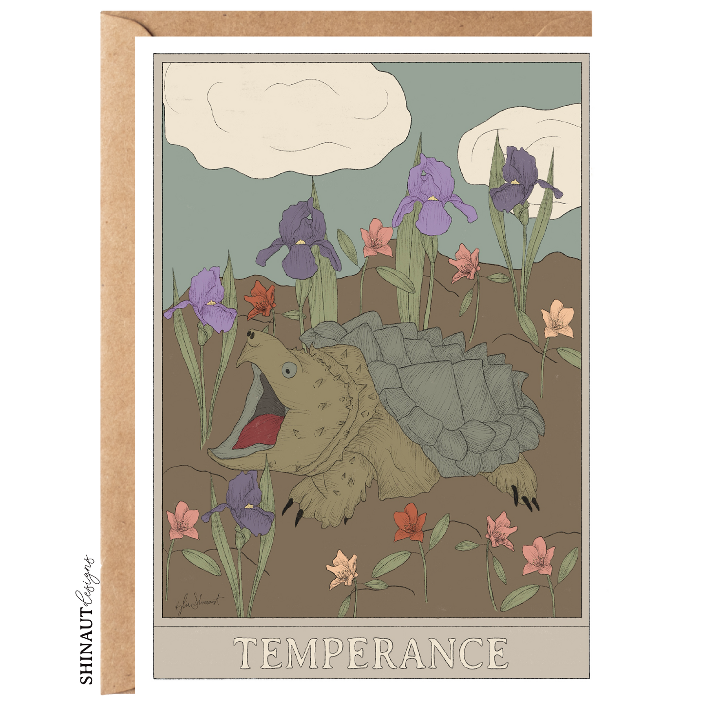 temperance tarot greeting card with kraft envelope