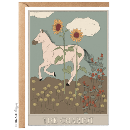 the chariot tarot greeting card with kraft envelope