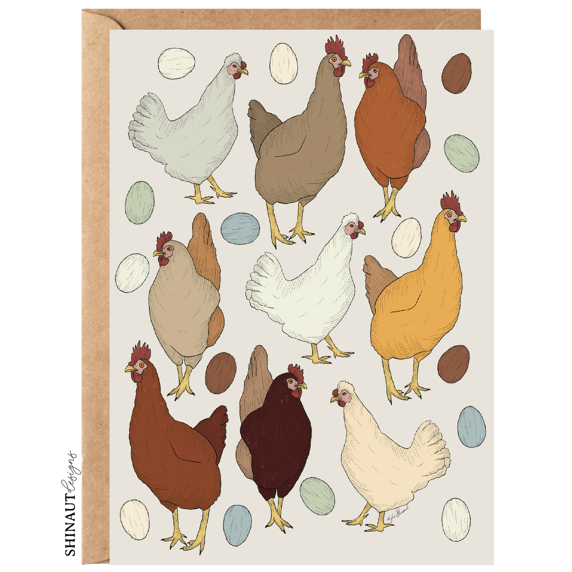 the chicken or the egg greeting card with kraft envelope