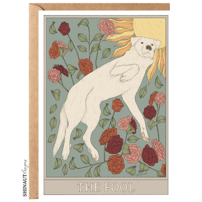 the fool tarot greeting card with kraft envelope