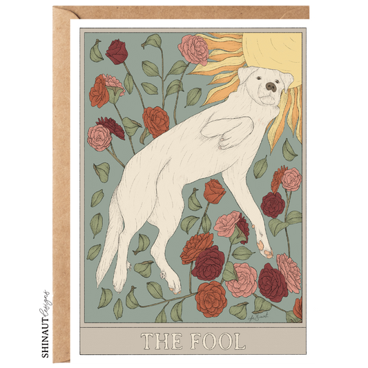 the fool tarot greeting card with kraft envelope