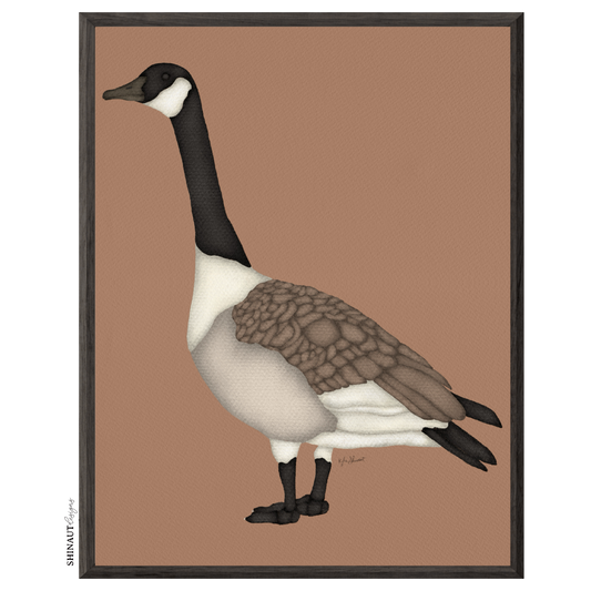 the goose art print in black picture frames