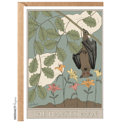 the hanged man tarot greeting card with kraft envelope