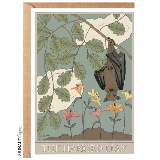 the hanged man tarot greeting card with kraft envelope