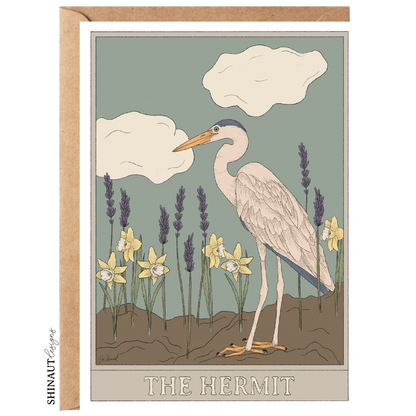 the hermit tarot greeting card with kraft envelope