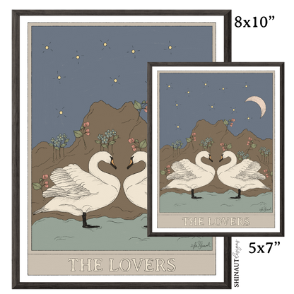 the lovers tarot art print in black picture frames size comparison 