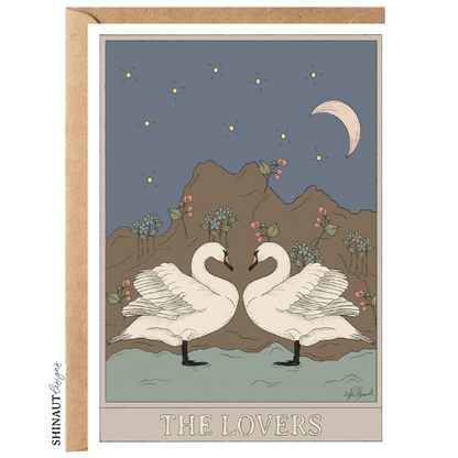 the lovers tarot greeting card with kraft envelope