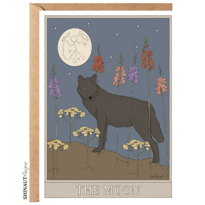 the moon tarot greeting card with kraft envelope