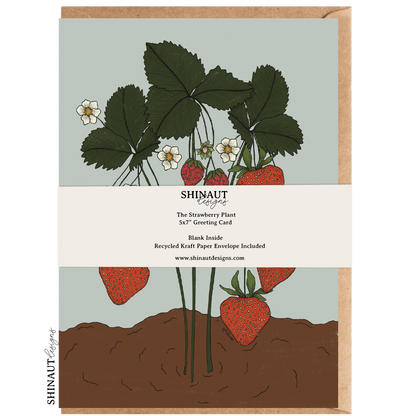 the strawberry plant greeting card packaging