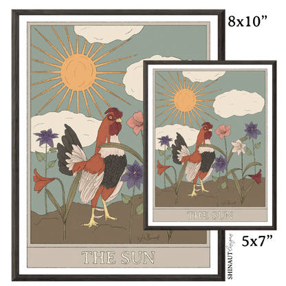 the sun tarot art print in black picture frames size comparison 