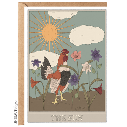 the sun tarot greeting card with kraft envelope