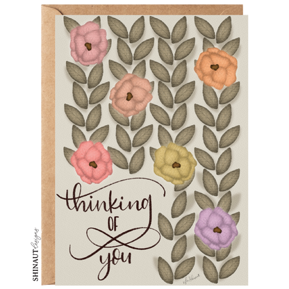 thinking of you greeting card with kraft envelope