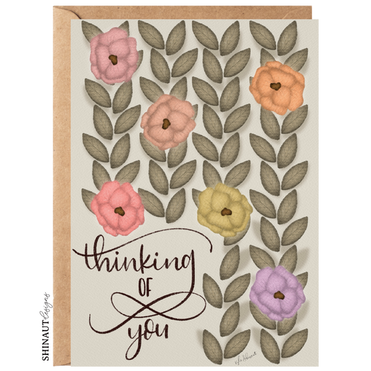 thinking of you greeting card with kraft envelope