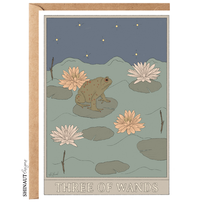 three of wands tarot greeting card with kraft envelope