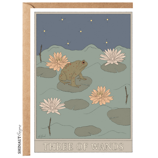 three of wands tarot greeting card with kraft envelope