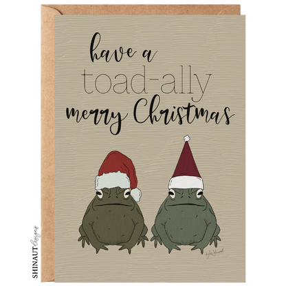 toad-ally merry christmas greeting card with kraft envelope