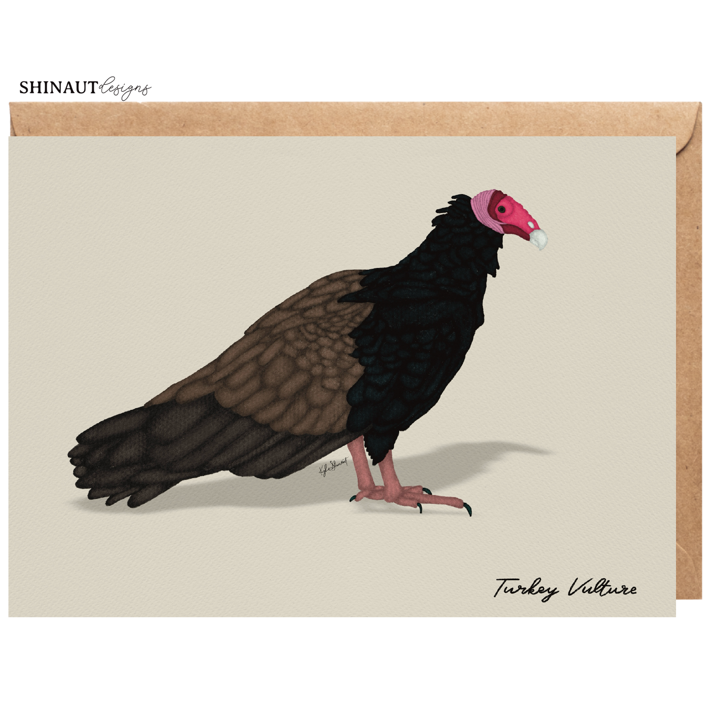 turkey vulture greeting card with kraft envelope