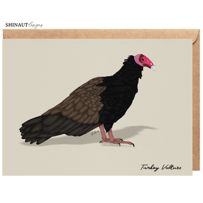 turkey vulture greeting card with kraft envelope