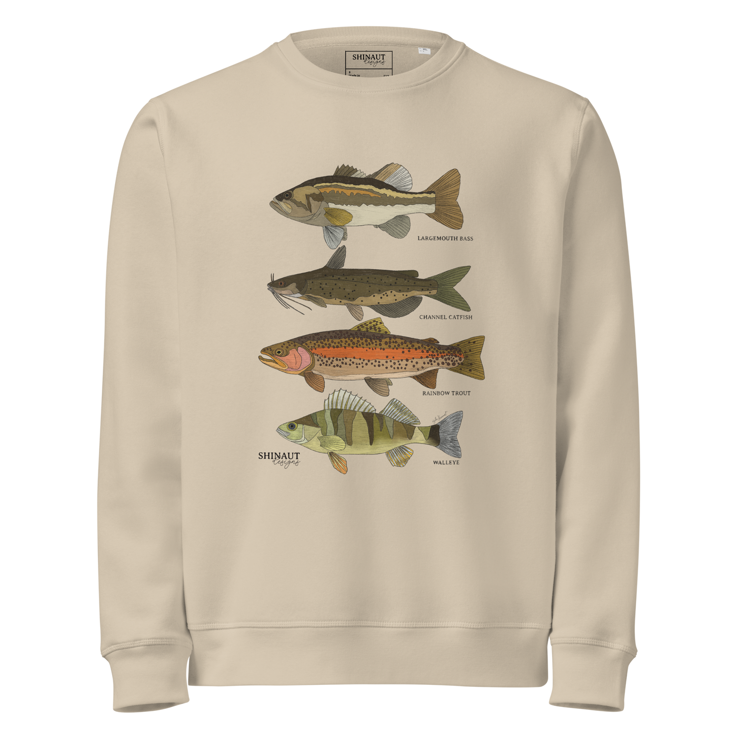 Freshwater Fish Unisex Organic Mid-Weight Sweatshirt front 