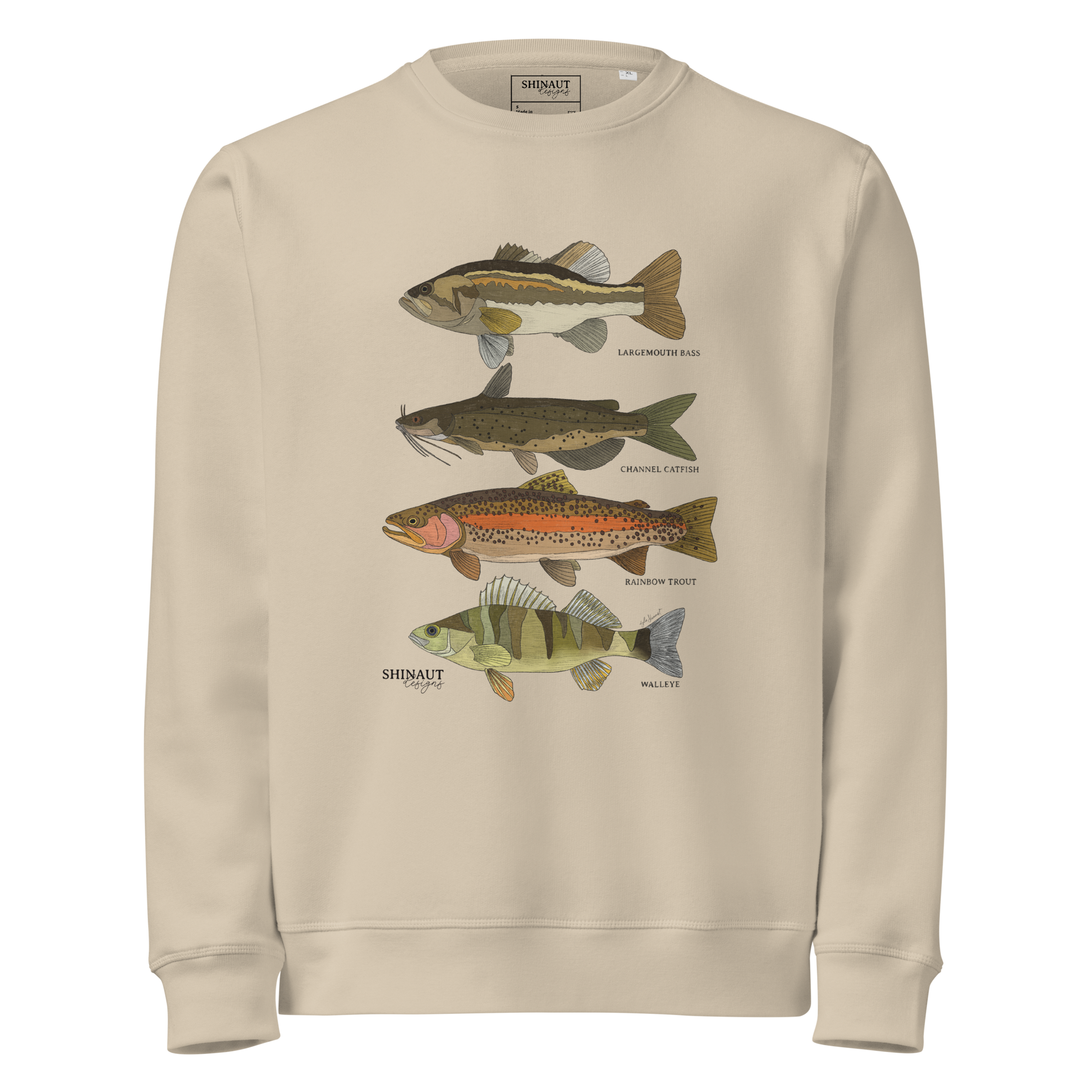 Freshwater Fish Unisex Organic Mid-Weight Sweatshirt front 