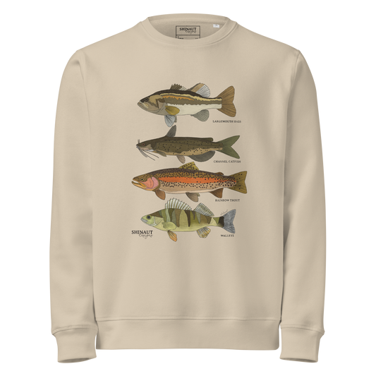Freshwater Fish Unisex Organic Mid-Weight Sweatshirt front 