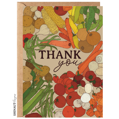 vegetables thank you greeting card with kraft envelope