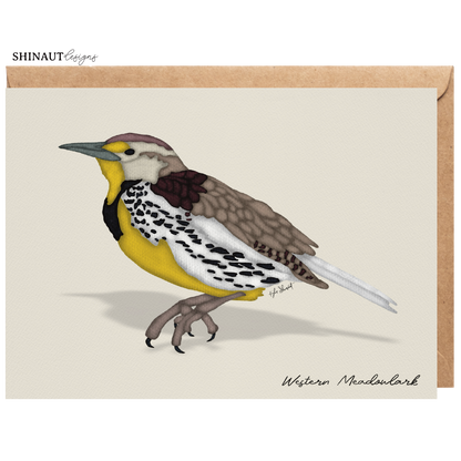 western meadowlark greeting card with kraft envelope