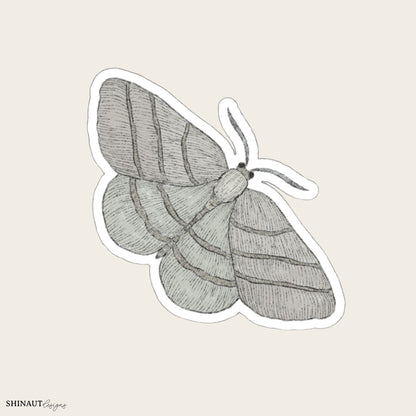 white spring garden moths die-cut sticker