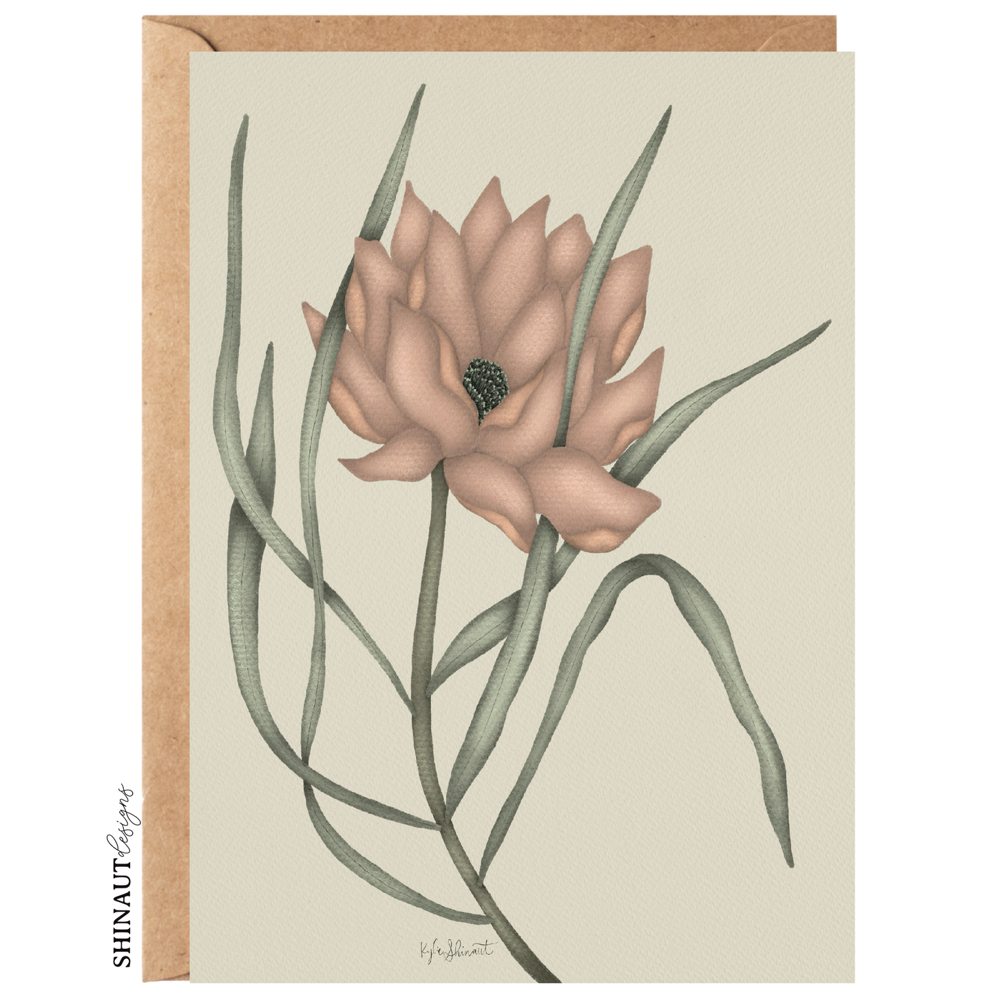 wild bloom greeting card with kraft envelope