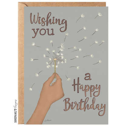 wishing you a happy birthday greeting card with kraft envelope