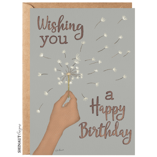 wishing you a happy birthday greeting card with kraft envelope