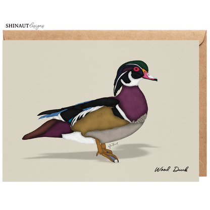 wood duck greeting card with kraft envelope